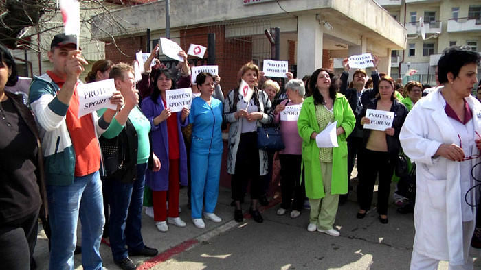 Protest angajati spital